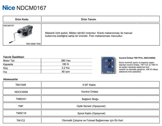 nice-NDCM-0167-teknik-bilgiler